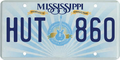 MS license plate HUT860