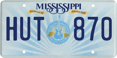 MS license plate HUT870