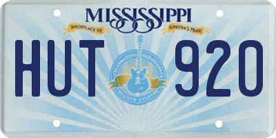 MS license plate HUT920