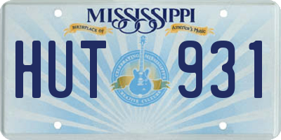 MS license plate HUT931