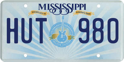 MS license plate HUT980