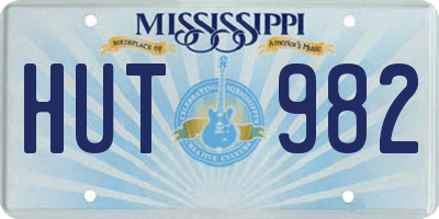 MS license plate HUT982