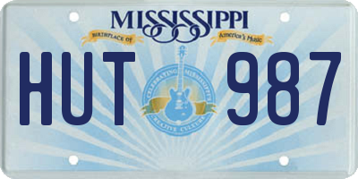 MS license plate HUT987