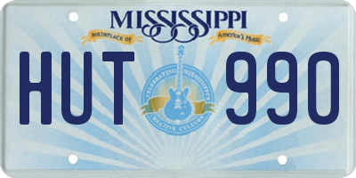 MS license plate HUT990