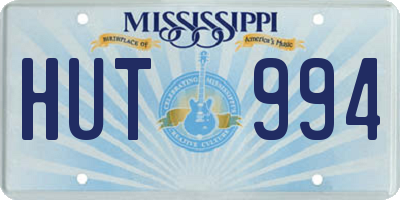 MS license plate HUT994