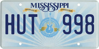 MS license plate HUT998