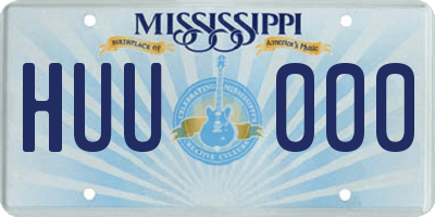 MS license plate HUU000