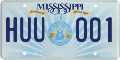 MS license plate HUU001