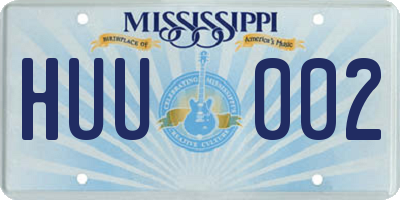 MS license plate HUU002