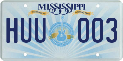 MS license plate HUU003