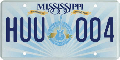 MS license plate HUU004