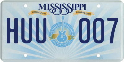 MS license plate HUU007