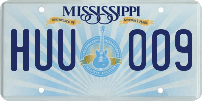 MS license plate HUU009