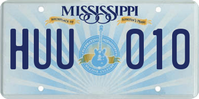 MS license plate HUU010