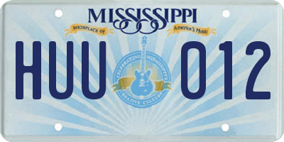 MS license plate HUU012