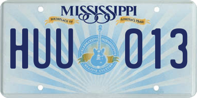 MS license plate HUU013