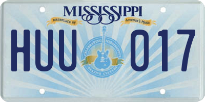 MS license plate HUU017