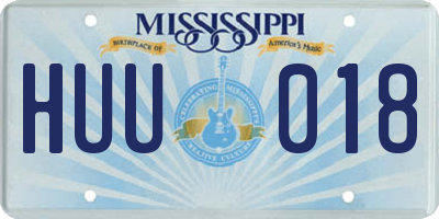 MS license plate HUU018