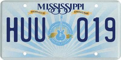 MS license plate HUU019