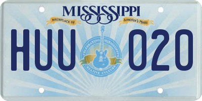 MS license plate HUU020