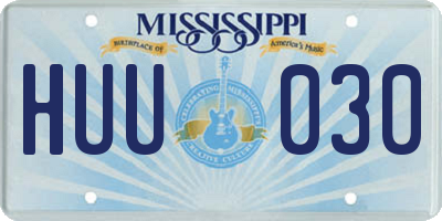 MS license plate HUU030