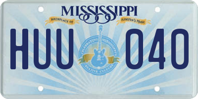 MS license plate HUU040