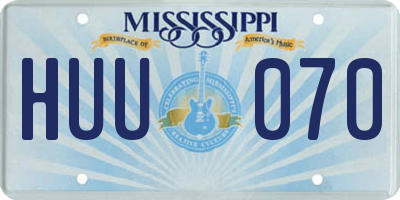 MS license plate HUU070