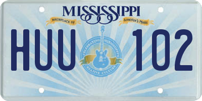 MS license plate HUU102