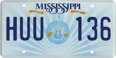 MS license plate HUU136