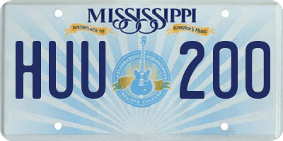 MS license plate HUU200