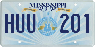 MS license plate HUU201