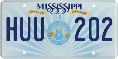 MS license plate HUU202