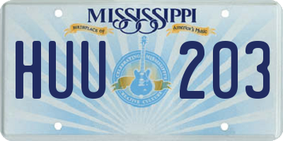 MS license plate HUU203