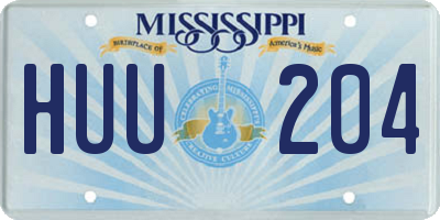 MS license plate HUU204