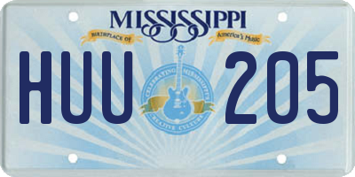 MS license plate HUU205