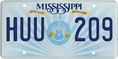 MS license plate HUU209