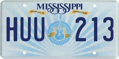 MS license plate HUU213