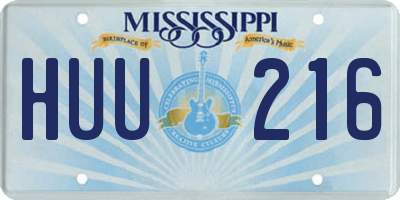 MS license plate HUU216