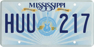 MS license plate HUU217