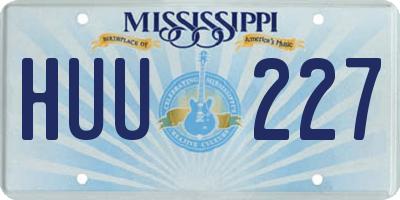 MS license plate HUU227