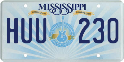 MS license plate HUU230