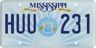 MS license plate HUU231