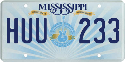 MS license plate HUU233