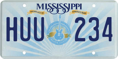 MS license plate HUU234