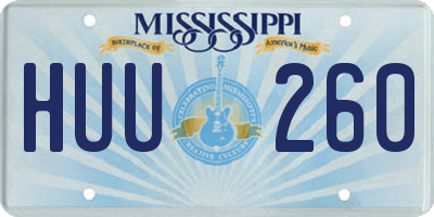 MS license plate HUU260