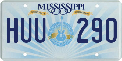 MS license plate HUU290