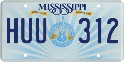 MS license plate HUU312