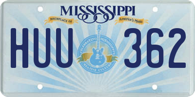 MS license plate HUU362