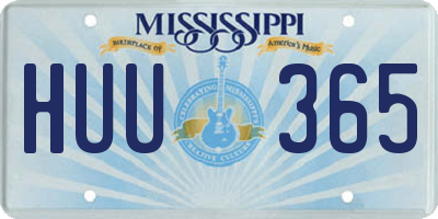 MS license plate HUU365