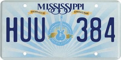 MS license plate HUU384